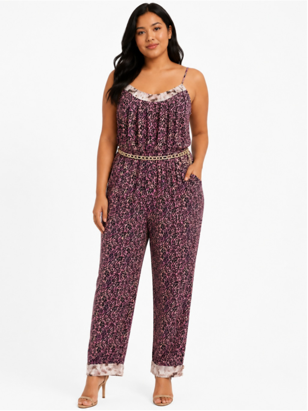 RACHEL ROY Multi-Color Mixed Print Lightweight One Piece Jumpsuit Womens Sz XL